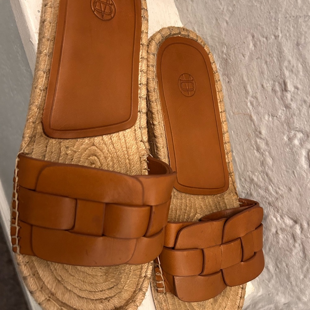 Massimo Dutti Brown Woven Slide Sandals